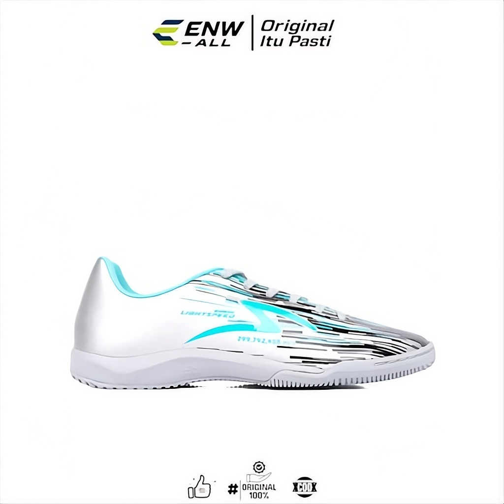 SPECS Sepatu Futsal Lightspeed Reborn  - Silver/Black/Aqua Original