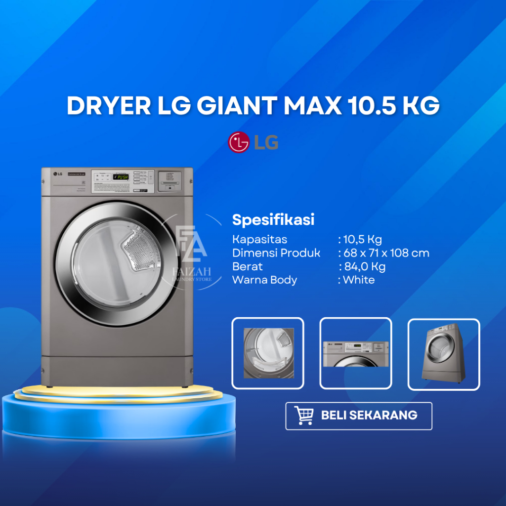 Dryer LG Giant Max 10.5 Kg Kapasitas 10,5 Kg