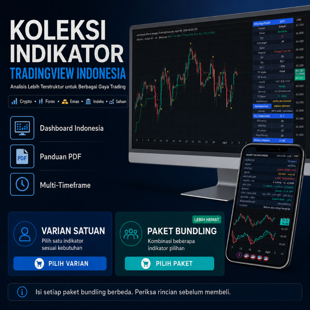 Indikator TradingView Trend Indonesia – Sinyal Presisi, Kekuatan Trend & Filter Market