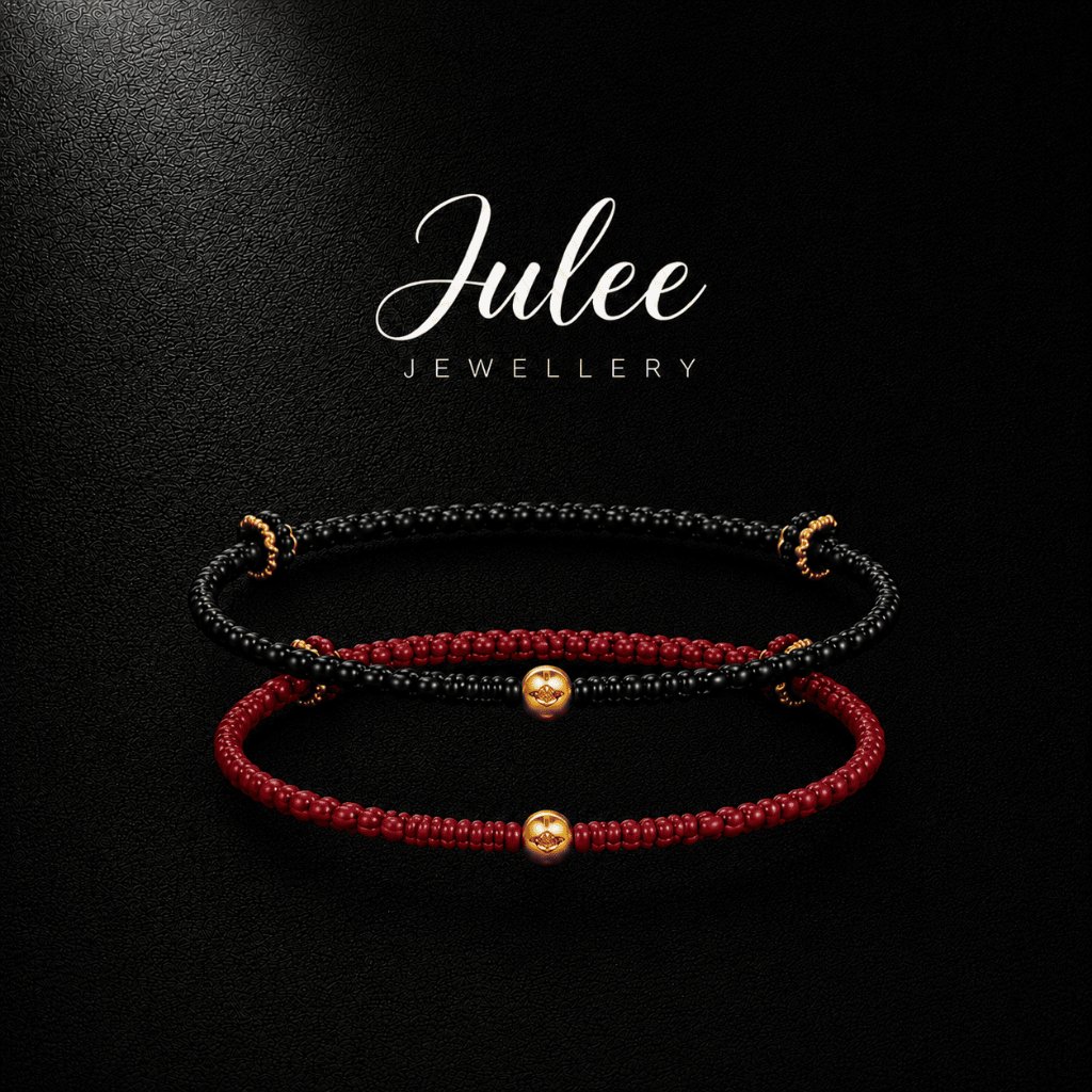 JULEE [18K/750 Emas] Gelang Keberuntungan untuk Pria dan Wanita, Dilengkapi dengan Emas Murni 18K | 
