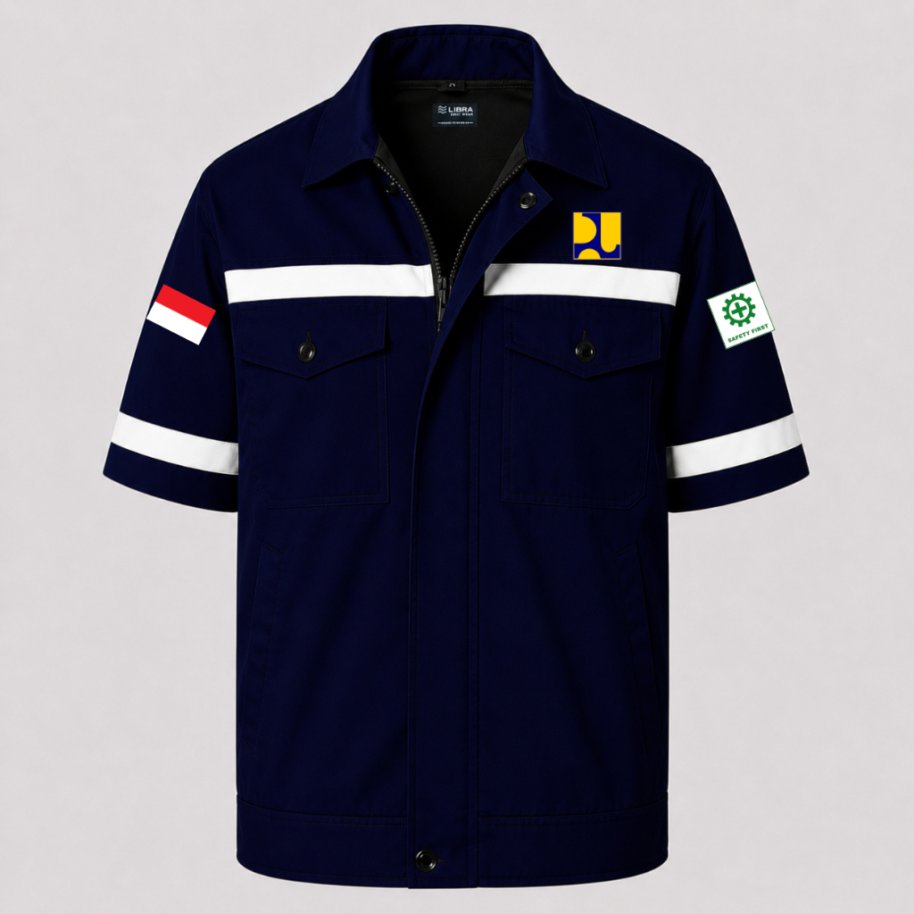Diskon  Baju Kemeja Seragam Wearpack Safety Dinas PUPR Pria Wanita Lengan Pendek Kerja Lapangan Outd