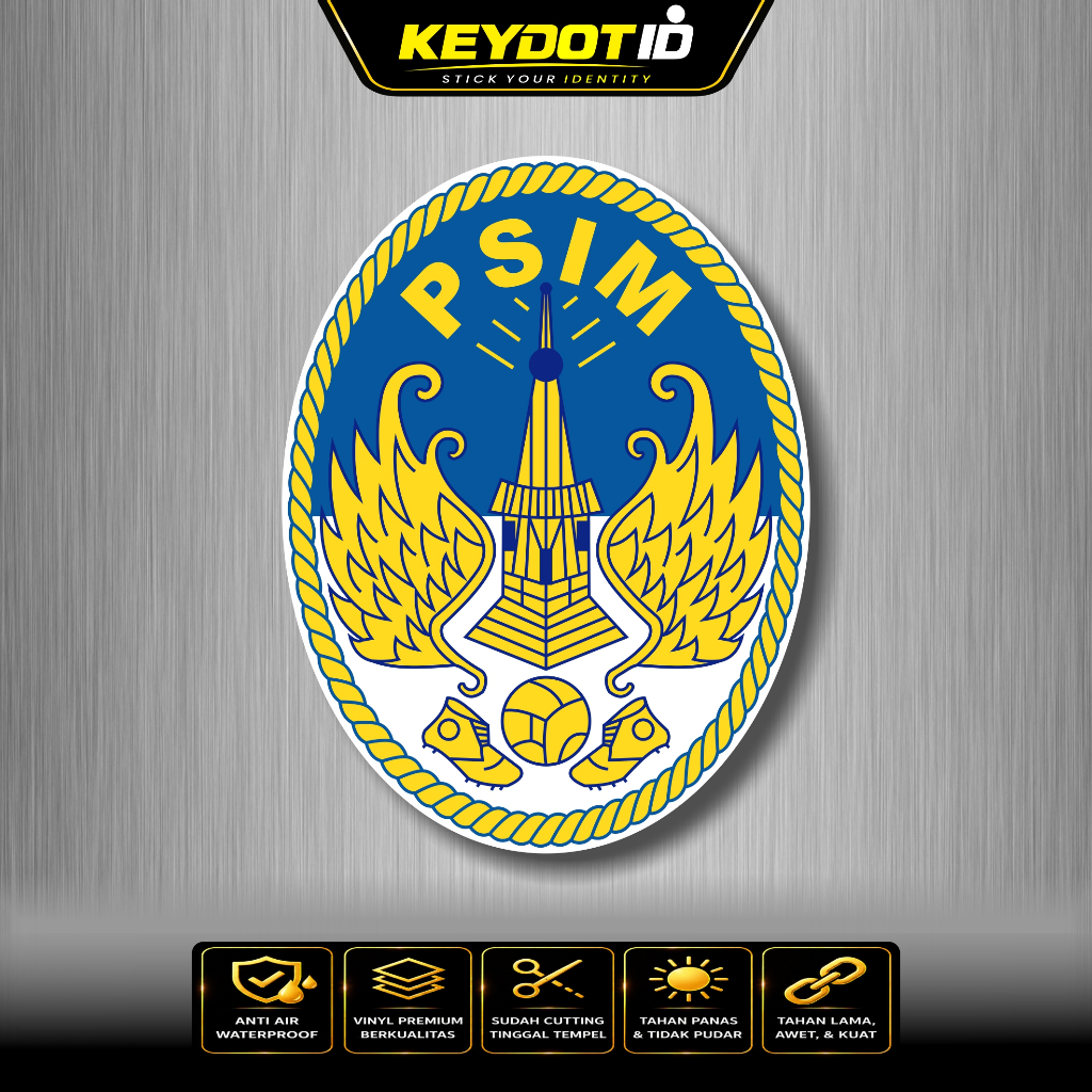 Stiker PSIM Yogyakarta Liga Indonesia Vinyl Waterproof Sudah Cutting Siap Tempel Untuk Motor Mobil H