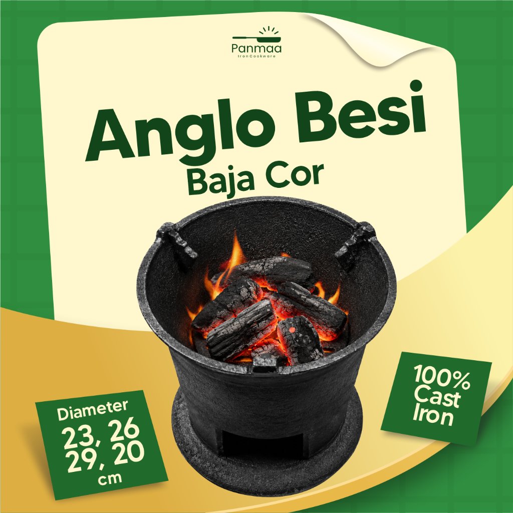 Anglo Besi Baja Cor Tebal / Anglo Tradisional Besi Cor Size 23, 26, 29 cm