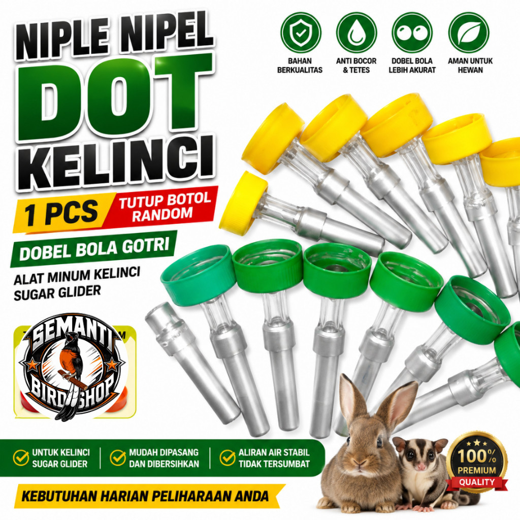 NIPLE NIPEL DOT KELINCI 1 PCS TUTUP BOTOL RANDOM DOBEL BOLA GOTRI ALAT MINUM KELINCI SUGAR GLIDER