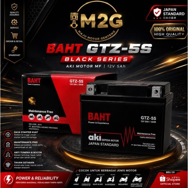 Aki BAHT Motor Aki kering baht gtz-5s merk baht kharisma, beat, supra x 125, vixion, mio j, scoopy