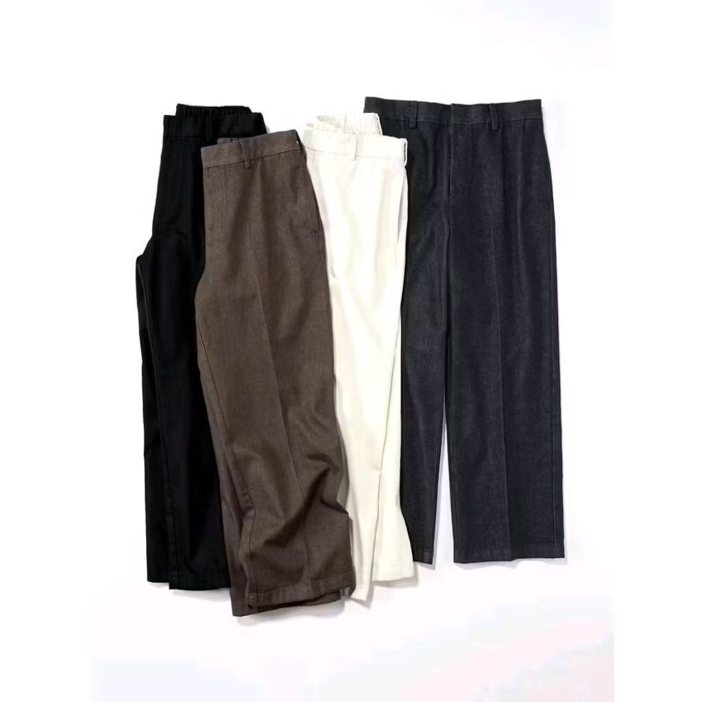 GU Uniq Twill Wide Straight Fit Pants Cotton