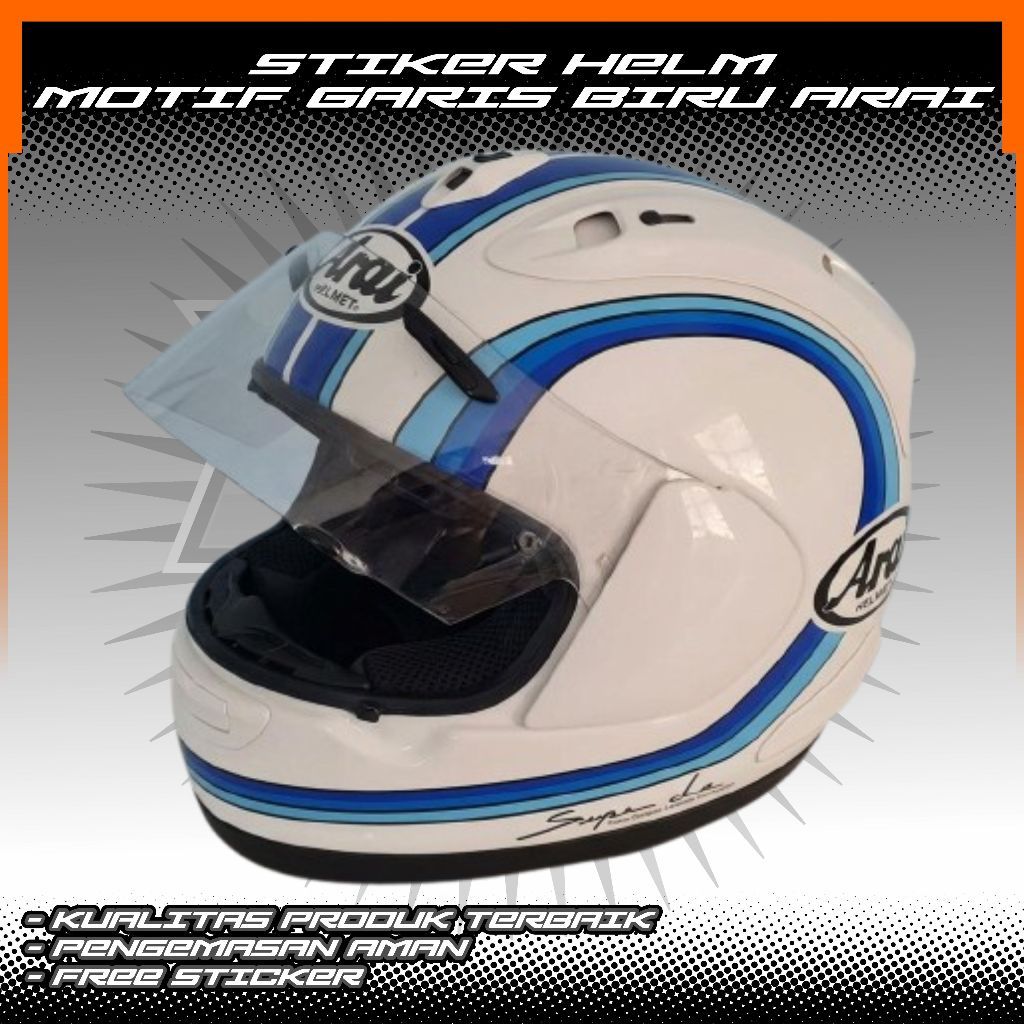 STIKER & WATER DECAL HELM MOTIF GARIS BIRU ARAI
