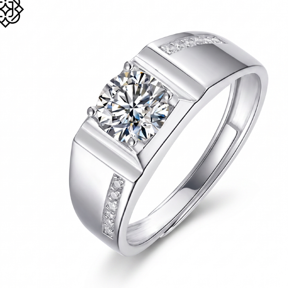 Luxoela Cincin Pria Andel Moissanite Adjustable