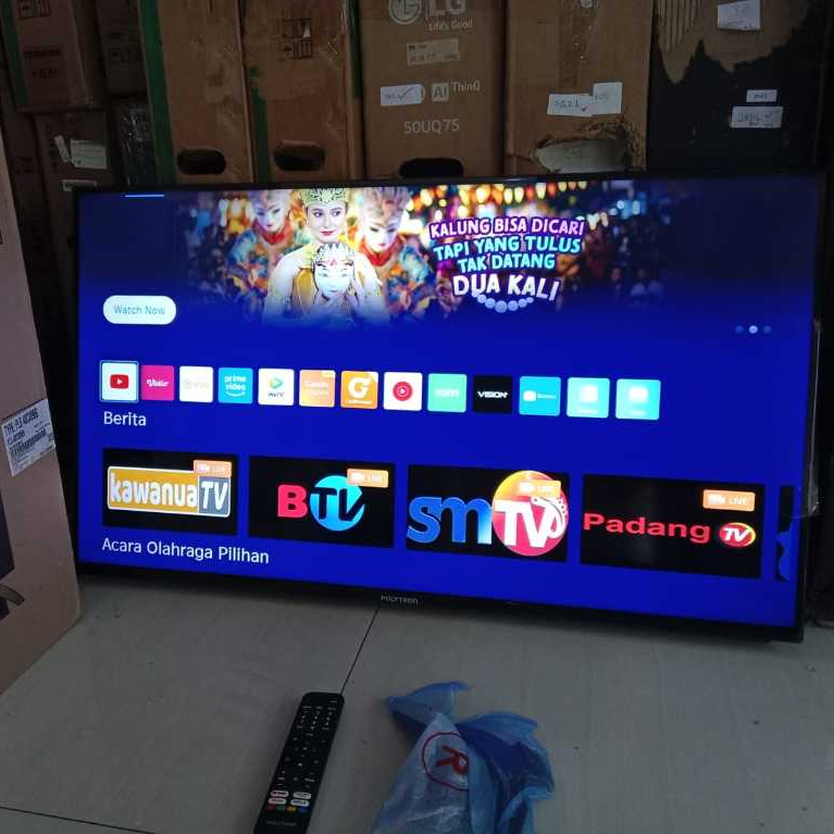 SMART TV LED POLYTRON 40 INC BISA YOUTUBE SUDAH DIGITAL TANPA STB (268J6)