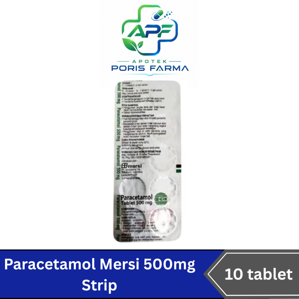 Paracetamol 500mg Mersi Isi 10 Tablet - Obat Demam / Pusing