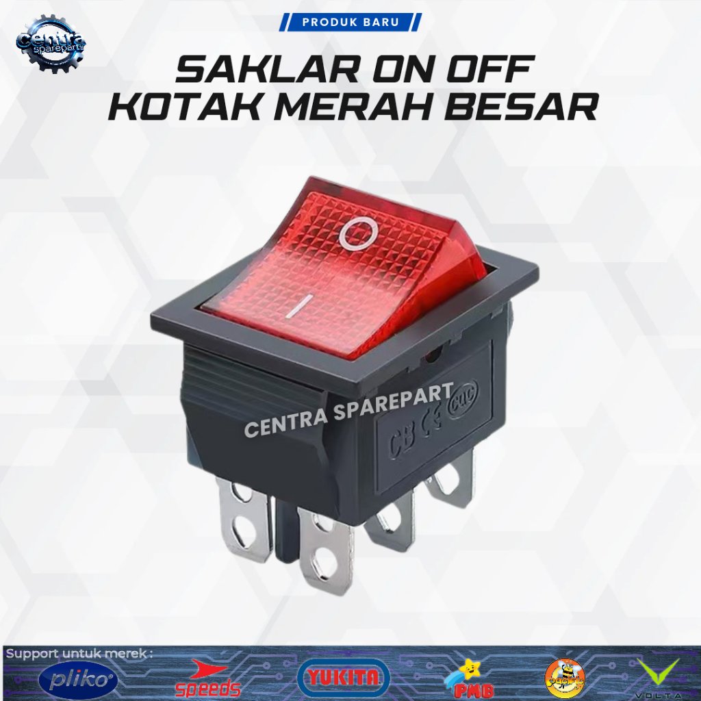 Saklar ON OFF Kotak Merah Besar Switch Saklar Lampu Mobil Mainan Remot control Ride On Car 6V 12V