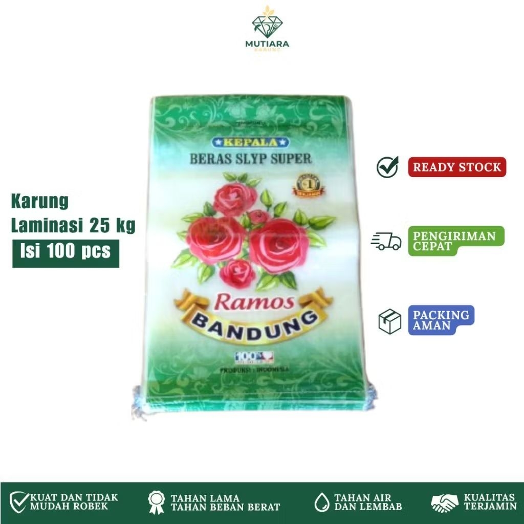 Karung Beras Ramos Bandung 25 Kg isi 100 pcs | Karung Laminasi Bunga Premium