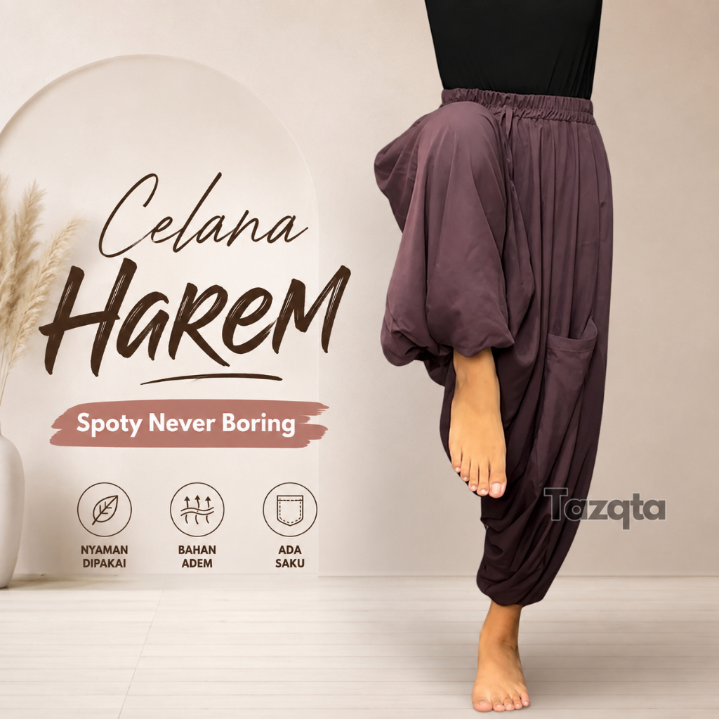 TAZQTA Rok Sirwal Harem Celana Yoga Mediasi dan Santai