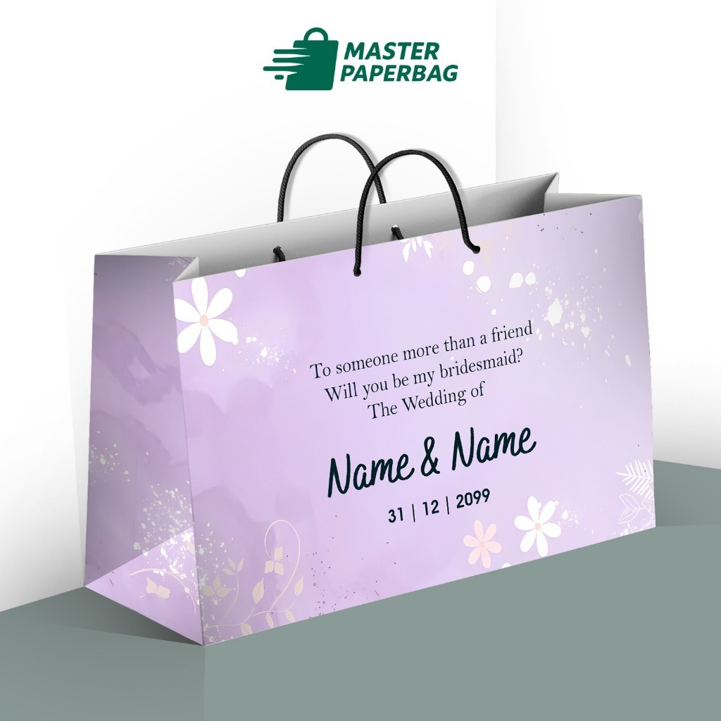 Paper Bag Custom Bridesmaid Paperbag Tas Undangan - Peach Violetta