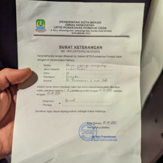Surat Keterangan Izin Sakit Dokter Custom
