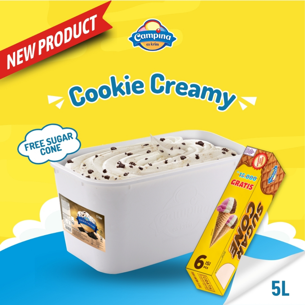 Campina 5 Liter Cookie Creamy - Es Krim