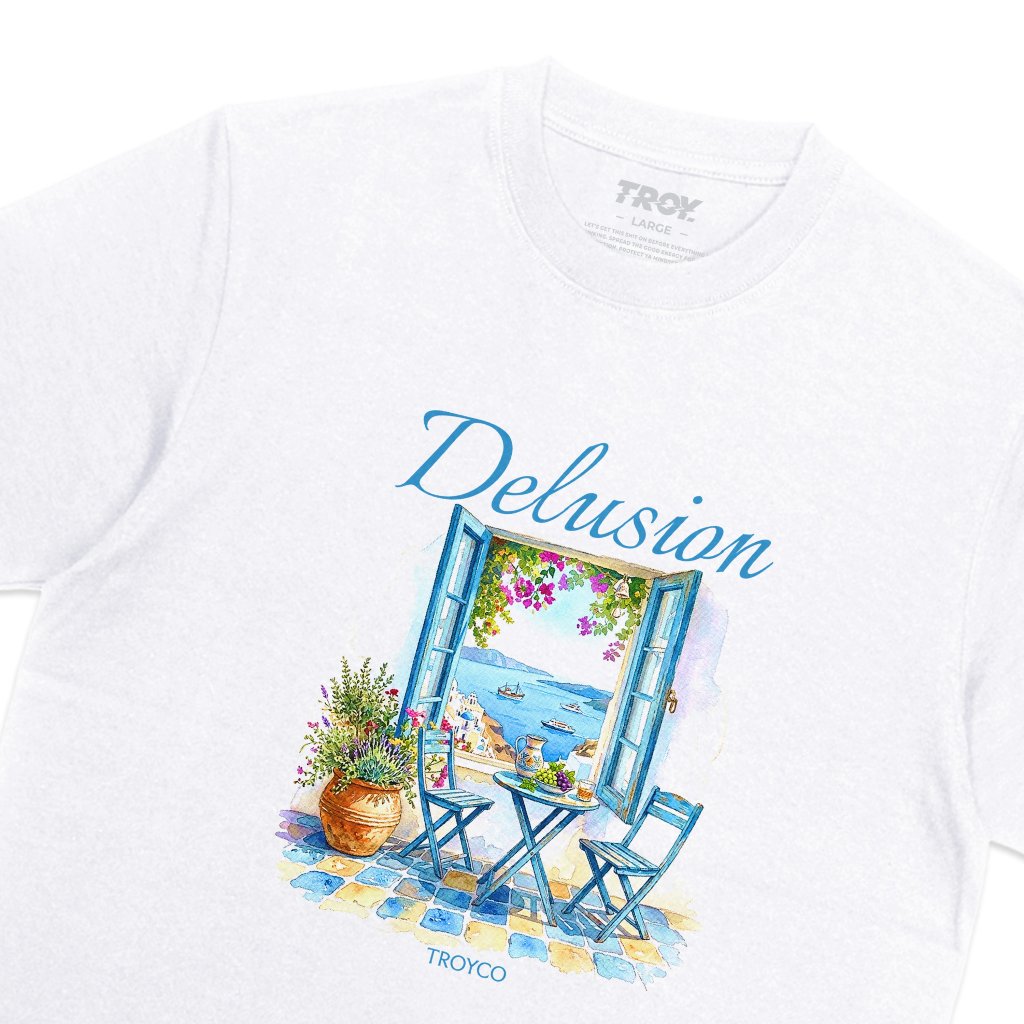 Troy Company T-Shirt White Delusion -  Kaos Pria Lengan Pendek Putih MTD 3688
