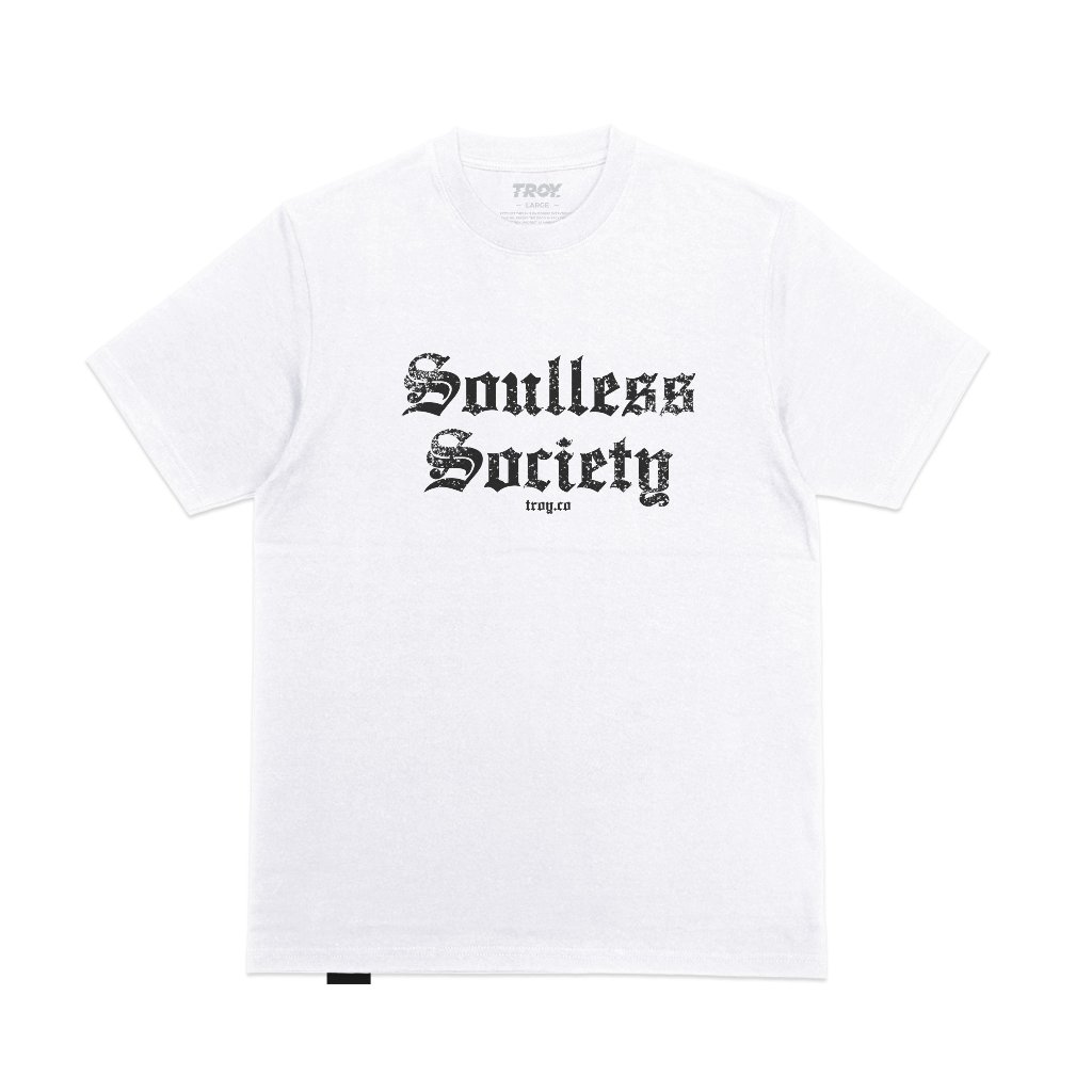 Troy Company T-Shirt White Soulless Society -  Kaos Pria Lengan Pendek Putih MTD 3689