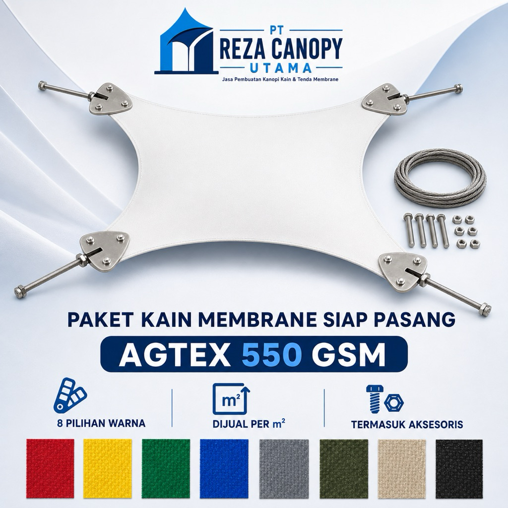 Kain Membrane AGTEX 550 GSM Siap Pasang Custom Kanopi per m²