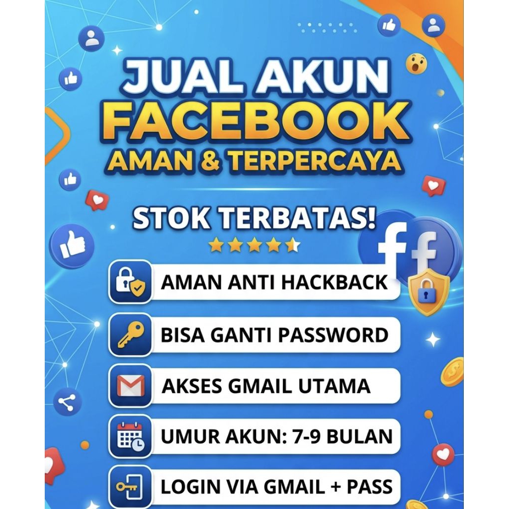 Akun FACEBOOK KUAT AMAN GMAIL BISA GANTI PASSWORD
