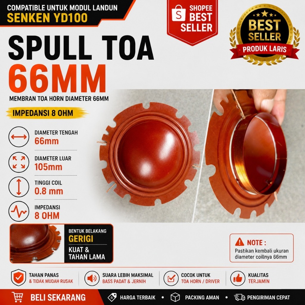 Spull Toa Landun YH100 Diameter Spul Toa 55mm | 56mm | Membran Toa 55/56mm