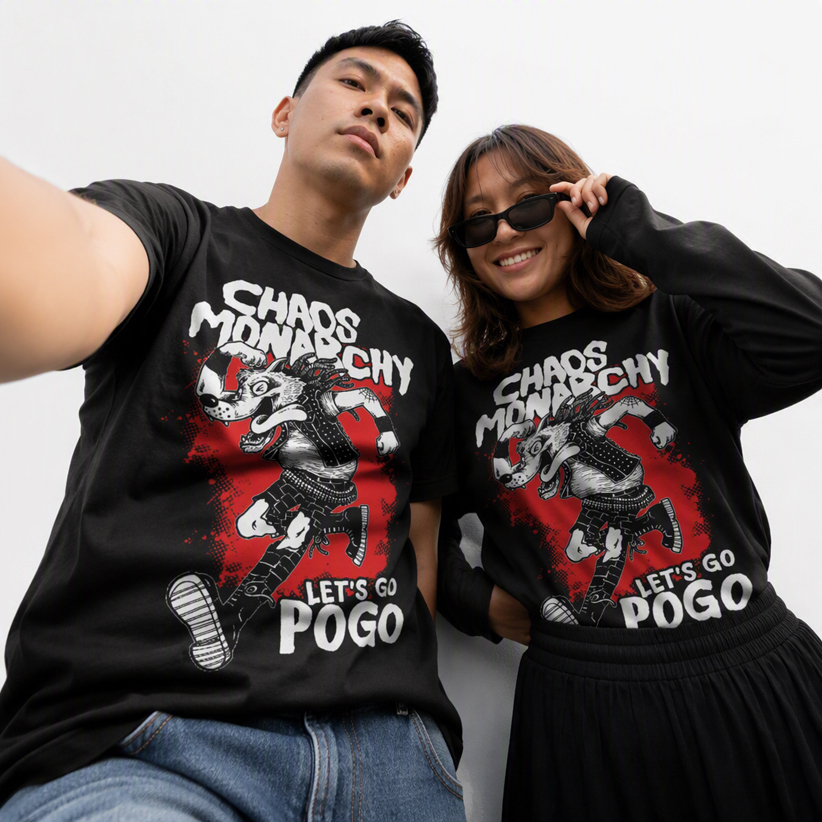Kaos Chaos Monarchy Let's Go Pogo Tshirt 100% Katun | Kombed 30s | DTF Sablon | Bisa Untuk Kaos Pasa