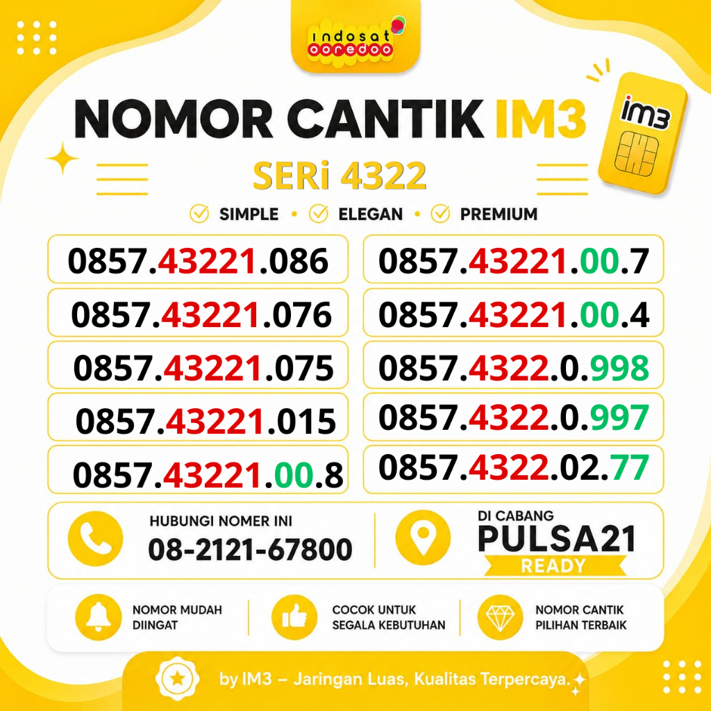 NOMOR CANTIK INDOSAT SERI 432211