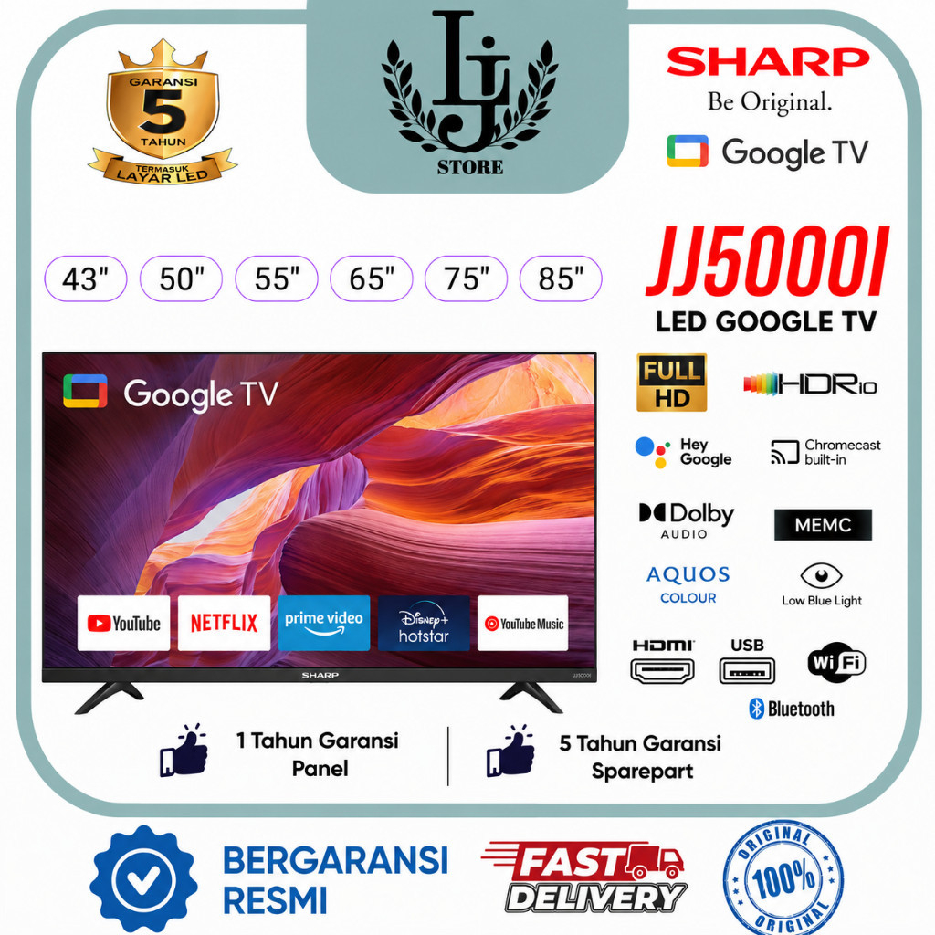 TV LED SHARP GOOGLE TV 4K JJ5000I / 43INCH-85INCH-GOOGLE TV 4K SHARP