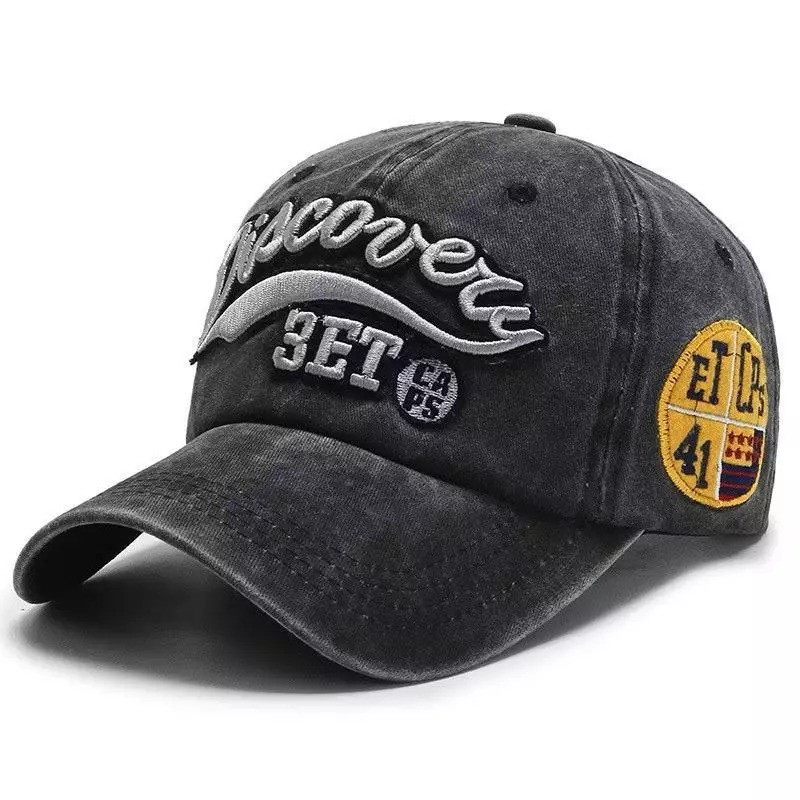 TDF - Topi Baseball Unisex Motif Denim Wash Bordir Cap Discovery 3ET Blackwash Kekinina
