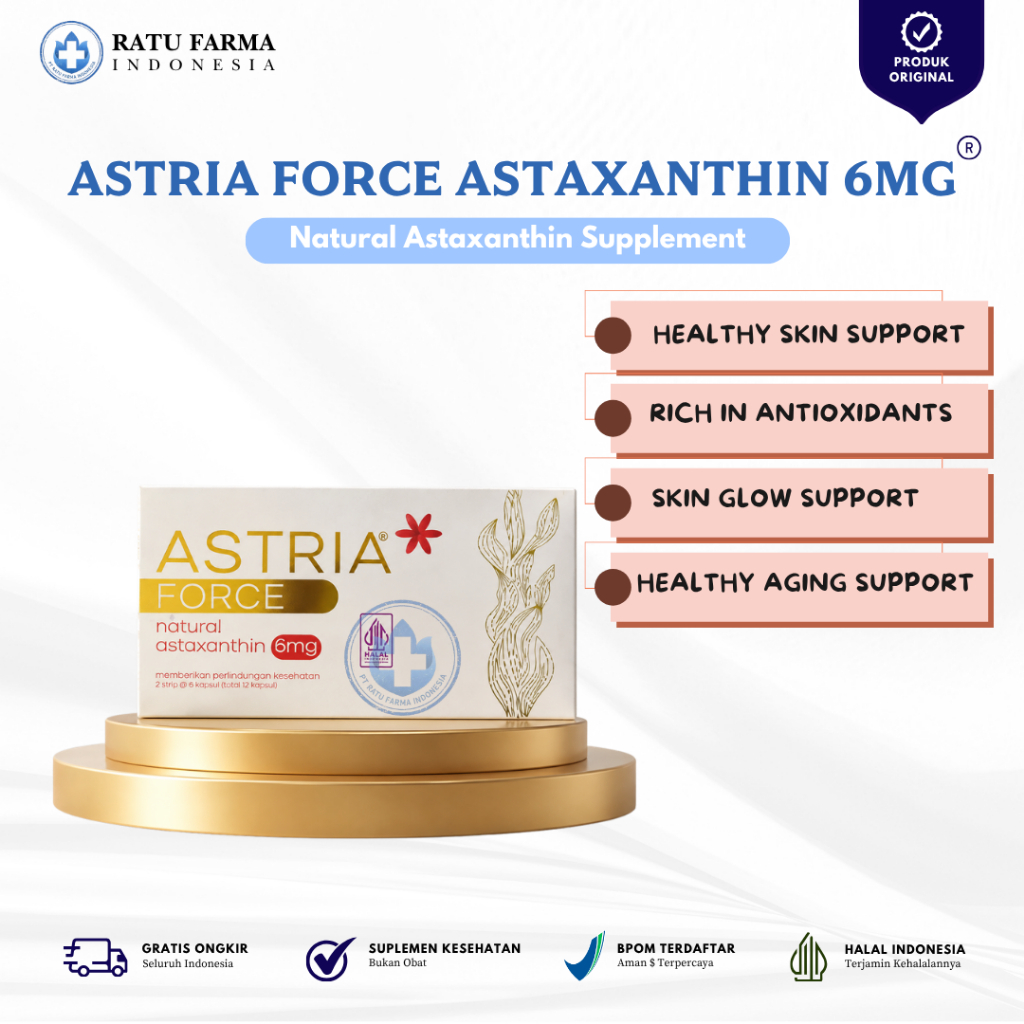 Astria Force | Astria | Astaxanthin 4 & 6 Mg - 1 Box isi 2strip @ 6kapsul lunak | Astaxanthin 6000x 