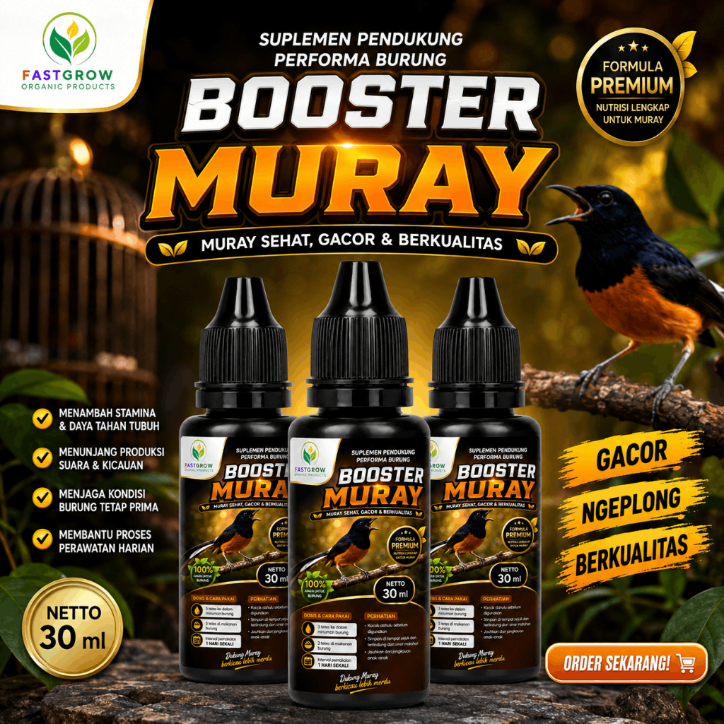 MultiVitamin Penggacor Booster Burung Muray |  Penunjang Stamina  Performa, Suplemen Burung Aktif Be