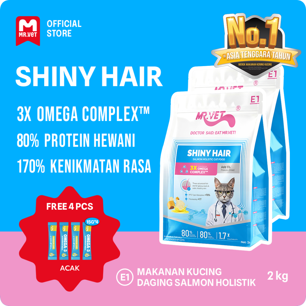 [NEW] Mr. Vet – Makanan Kucing Kering  Mr.Vet 2kg E1/E2/E3