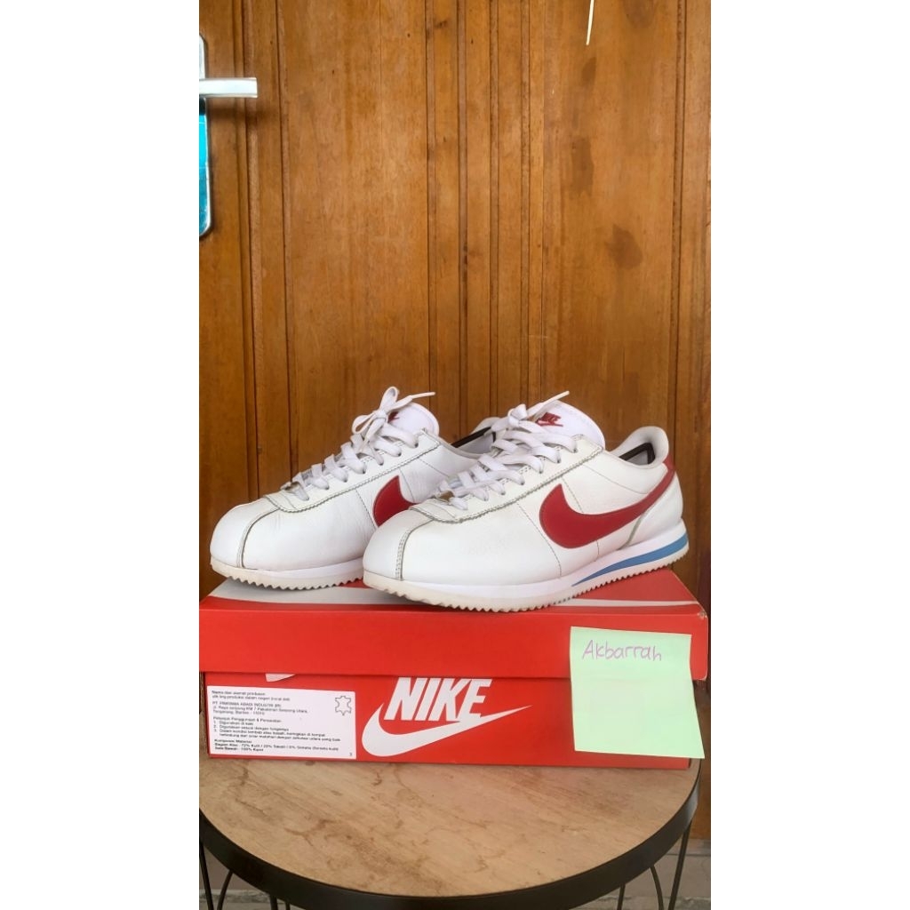 Sepatu Nike Cortez Leather White Varsity Red Blue Original