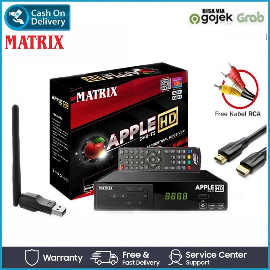 Set Top Box Matrix Apple Merah Digital Antena UHF DVB T2 TV HD