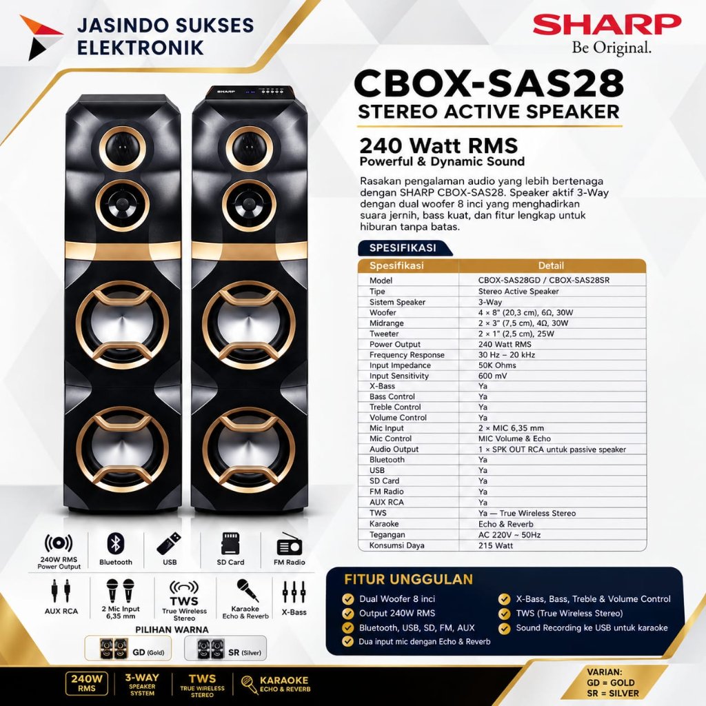 CBOX-SAS28 SREREO ACTIVE SPEAKER