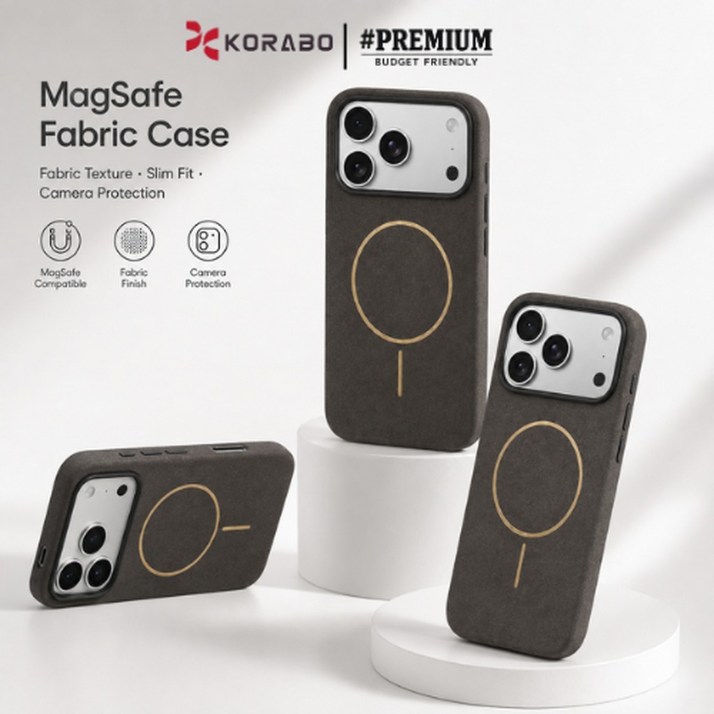 Korabo Leather Golden Ring Case For Iphone 17 16 15 14 Pro Max 13 Series Casing Magsafe Microfiber I