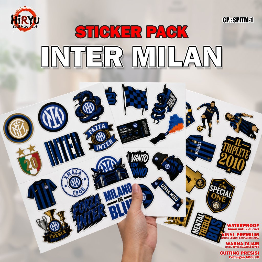 sticker pack INTER MILAN stiker Aesthetic Vinyl Waterproof sudah cutting Siap Pasang untuk Laptop He