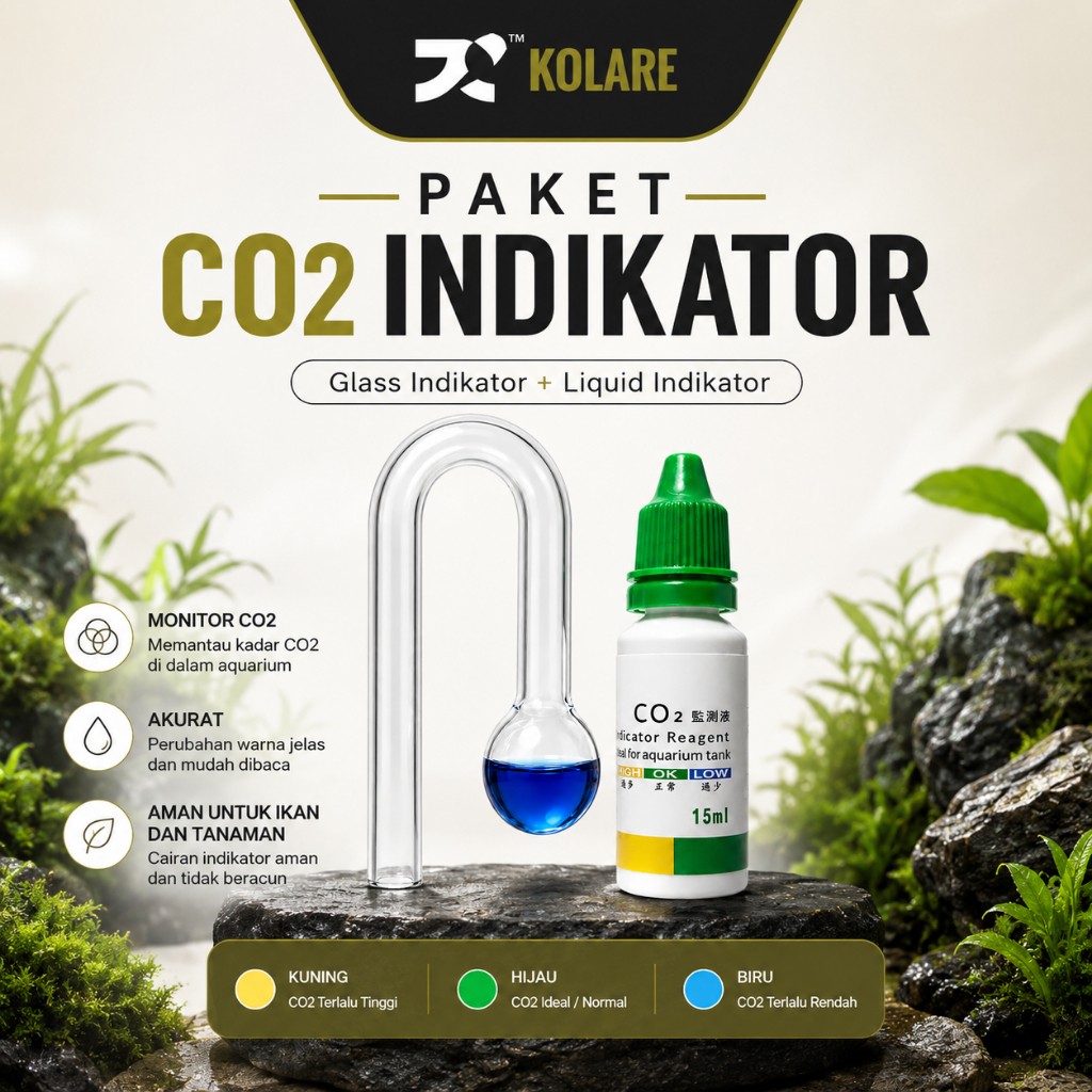Glass Indicator Co2 / Indikator Co2 Kaca / Co2 Drop Checker