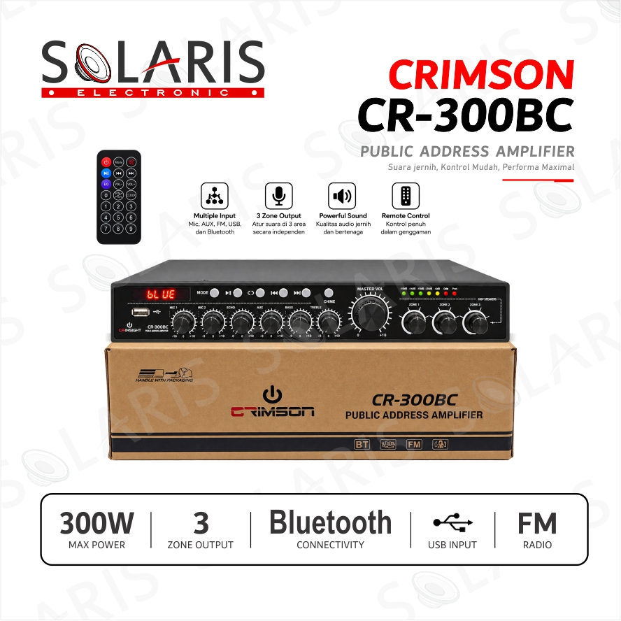 PUBLIC ADDRESS POWER AMPLIFIER CRIMSON CR-300 Ampli Matching Travo 300W untuk Speaker Plafon Ceiling