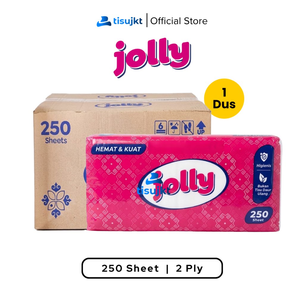 [1 DUS] 48 Pack Tisu Jolly 250 Sheet 2-Ply | Jolly Facial Tissue 250 Sheet 2-Ply