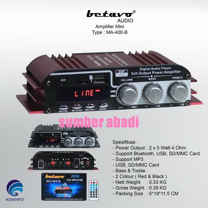 Mini Amplifier Betavo MA 400 B / Amplifier Mini Betavo MA400B / Ampli DC Betavo MA-400-B Amply Mobil