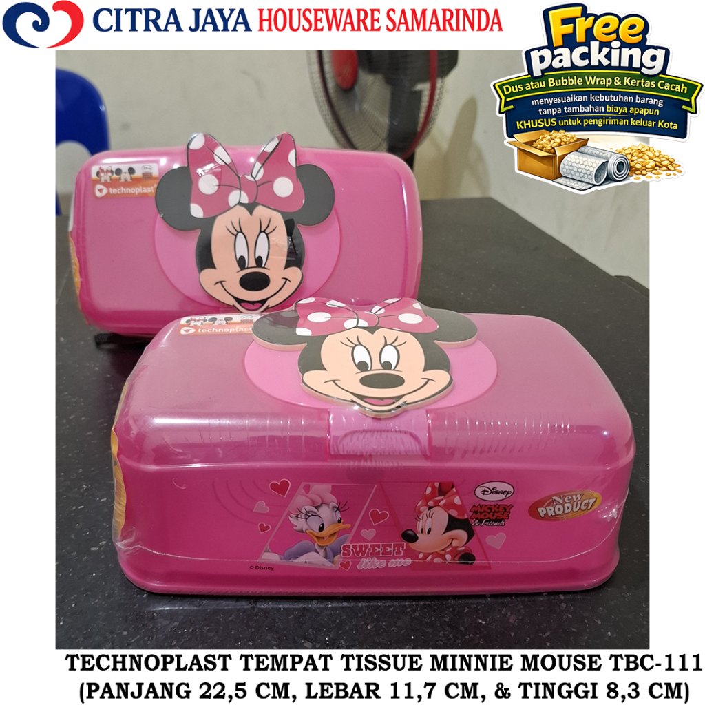Tempat TISSUE PLASTIK (PER 1 PCS) TECHNOPLAST TBC-111 MOTIF MINNIE MOUSE