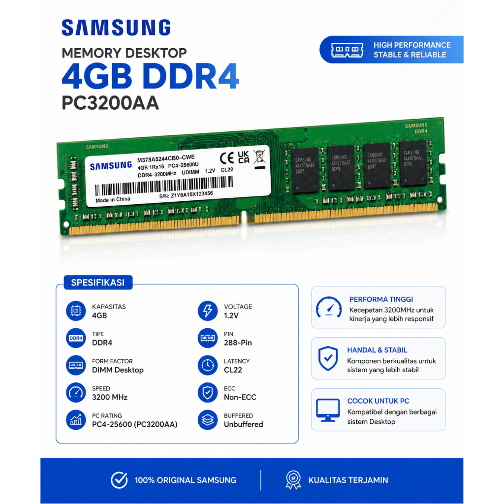 MEMORY SAMSUNG 4GB DDR4 PC3200AA