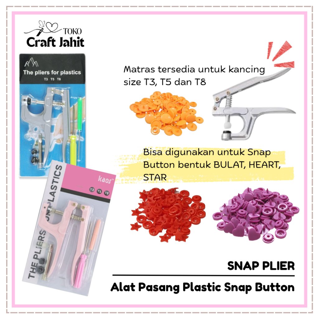 Snap Plier Alat Pasang Kancing Snap Plastik / Tang Kancing Snap Button