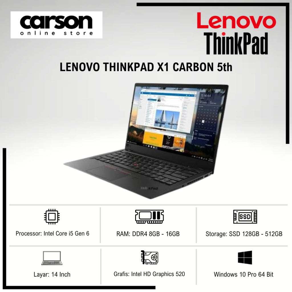 Laptop Lenovo Thinkpad X1 Carbon Core i5 / i7 Original Bergaransi
