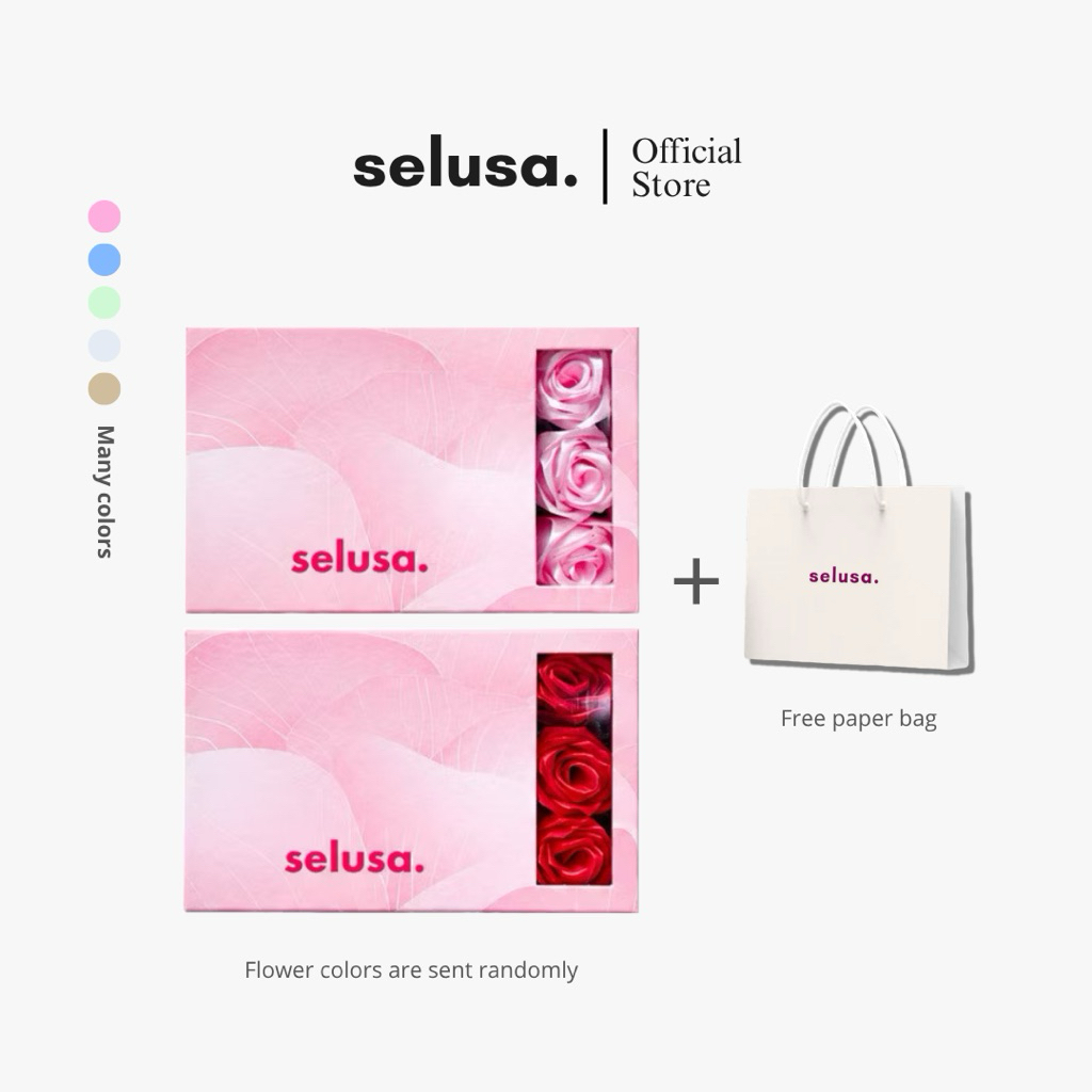 SELUSA Rose Flower with Wallet Gift Box - Fuschia Red