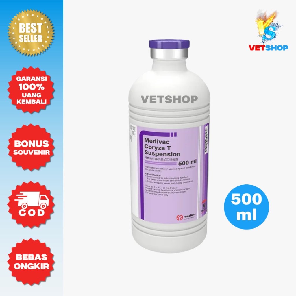 Vaksin Ayam Medivac Coryza T Suspension 500ml Medion Unggas Muka Bengkak Snot Original - VETSHOP