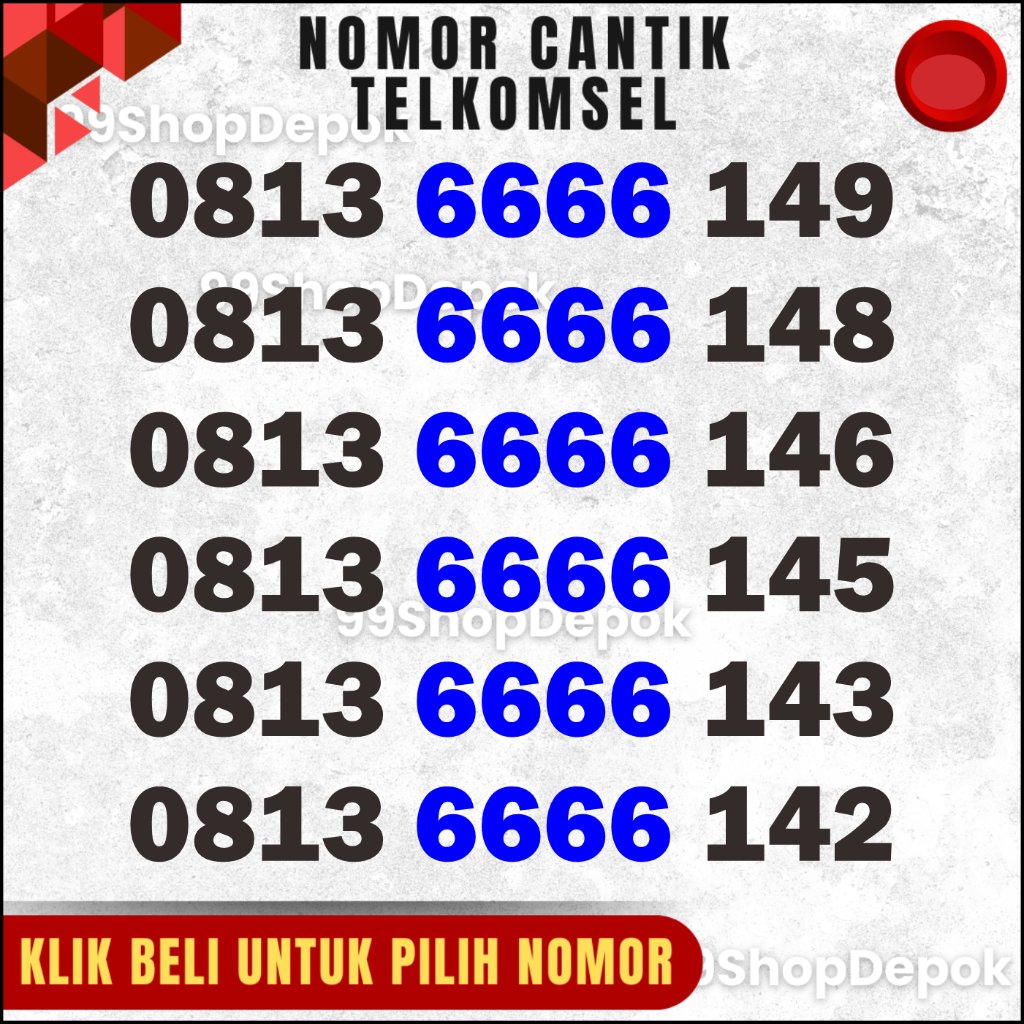 Nomor Cantik Simpati 11 DIGIT, TELKOMSEL 6666, Nomer Cantik Simpati 4g 5g Kartu Perdana 6666 14X