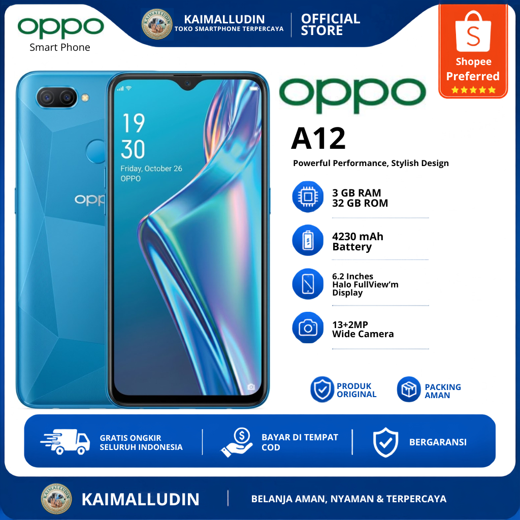 OPPO A12 RAM 3/32 HP NORMAL SECOND SIAP PAKAI