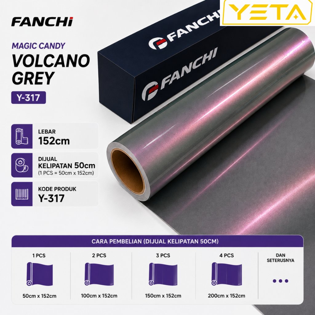 FANCHI Magic Candy Y-317 Volcano Grey Wrapping Mobil Motor Abu Ungu Lembayung